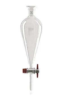 Pâlnie de separare, formă Squibb, gradată, dop PTFE 12.5, șlif 19/26, 100 ml