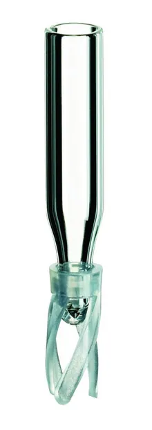 Micro-inserturi, sticlă borosilicată, sticlă clară, arc din plastic, 0.1 ml