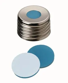 Capace cu filet magn. cu orificiu, oțel,ND18, Septe Silicon/PTFE UltraCl., 1.3 mm 45°
