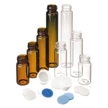Rotilabo®-screw flacoane cu gât ND24 (EPA), 20 ml, sticlă maro, Ø 27.5 x 57 mm