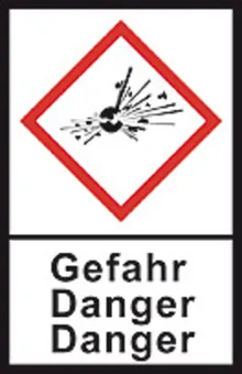 Etichete de avertizare GHS, folie PE, GHS01, pericol, bombă explozivă, 100 µm, 22x30 mm