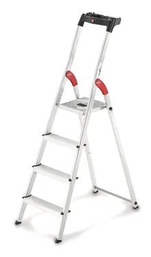 Scară de siguranță cu platformă din oțel, capacitate 150 kg, 4 trepte, l 450 x H 1580 mm