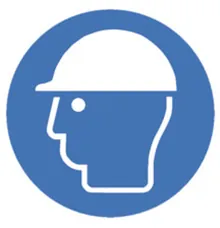Simboluri de siguranță conform ISO 7010, Purtați echipament de protecție pentru cap Ø 200 mm, 1 buc.