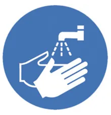 Simboluri de siguranță conform ISO 7010, Spălați-vă pe mâini Ø 200 mm, 1 buc.