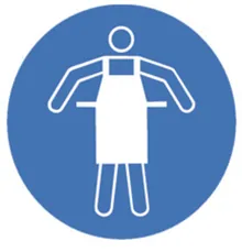 Simboluri de siguranță conform ISO 7010, Purtați șorț de protecție Ø 100 mm, 1 bucată