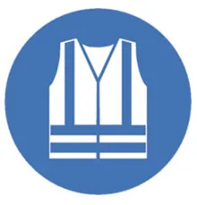 Simboluri de siguranță conform ISO 7010, Purtați vestă de siguranță Ø 100 mm, 1 bucată