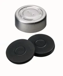 Capace compl. detașabile pt. flacoane cu margine rulată ND20, Aluminiu, sept butilic, 100 buc.