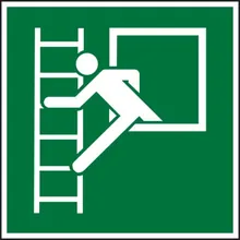 Semn de salvare, ISO 7010, luminiscent, Ieșire de urgență cu scară de evacuare, 1 bucată