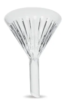 Pâlnie striată, superioară, Ø exterior 138 mm, sticlă borosilicată, lungime pâlnie 90 mm