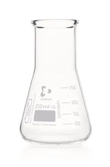 Balon Erlenmeyer DURAN®-Super cu gât larg, 100 ml, Ø exterior balon 64 mm, H 105 mm