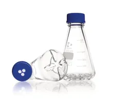 Balon Erlenmeyer cu 4 deflectoare, DURAN®, 250 ml, GL45, cu capace cu filet cu diafragmă