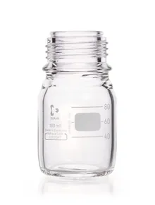 Flacon cu filet DURAN® sticlă transparentă fără inel de turnare și capac cu filet, 100 ml