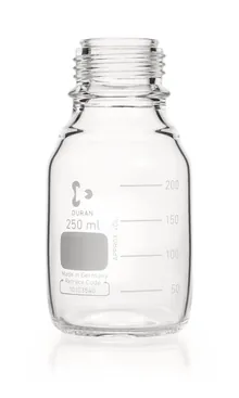 Flacon cu filet DURAN® sticlă transparentă fără inel de turnare și capac cu filet, 250 ml
