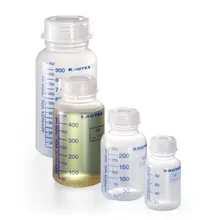 Flacoane cu gât larg, cu gradații, PP, 100 ml, 10 buc.