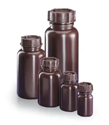 Flacoane cu gât larg, maro, PEJD, 50 ml, 10 bucăți