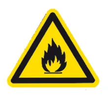 Semn de avertizare, etichetă unică, folie PE, Substanțe inflamabile, 200 mm, 1 bucată
