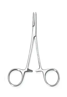 Cleme pentru artere și furtunuri, oțel inoxidabil, Tip Halsted-Mosquito, curbate, L 120 mm