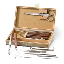 Set de disecție pentru anatomie, Premium, în cutie de lemn, 13 piese, 1 bucată