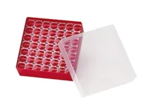 Cutie Rotilabo®-storage pentru flacoane autosampler, 4 ml, roșu, H 52 mm, 49 orificii