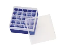 Rotilabo®-stor.box pentru flacoane cu filet EPA, 20 ml, violet, H 70 mm, 16 orificii