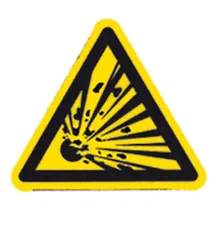 Semn de avertizare, etichetă individuală, folie PE, Substanțe explozive, 200 mm, 1 bucată