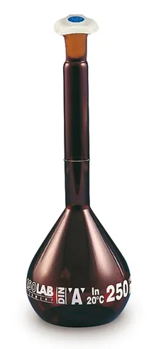 Baloane cotate, cl. A, sticlă brună, borosilic. 3.3, șlefuire 14/23, 50 ml, largi