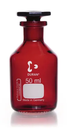 Sticlă de depozitare cu gât îngust, dop de sticlă, sticlă chihlimbar DURAN®,, 50 ml, 1 bucată(ți)