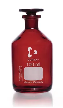 Sticlă de depozitare cu gât îngust, dop de sticlă, sticlă chihlimbar DURAN®,, 100 ml, 1 bucată(ți)