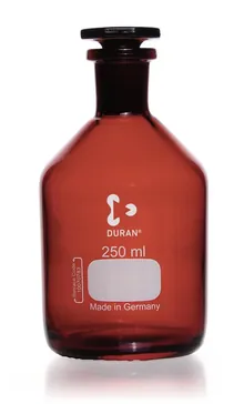 Sticlă de depozitare cu gât îngust, dop de sticlă, sticlă chihlimbar DURAN®,, 250 ml, 1 bucată