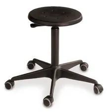 Scaun, standard cu roți, PU, negru, înălțime șezut 420 - 620 mm, 1 bucată