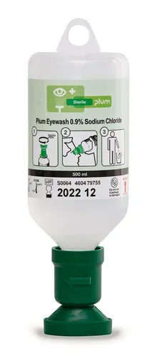 Flacon de unică folosință pentru spălarea ochilor, 500 ml, pentru un ochi, Densitate (D) 1,002 g/cm³