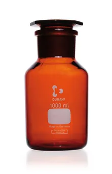 Flacon de depozitare cu gât larg, dop de sticlă, DURAN®, chihlimbariu, 2000 ml, 1 bucată