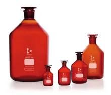 Flacon de depozitare cu gât îngust, dop de sticlă, DURAN®, sticlă chihlimbariu, 2000 ml