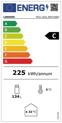 Frigider FKUv1610-24, ușă izolată, capacitate de răcire 130 l, +1 până la 15°C