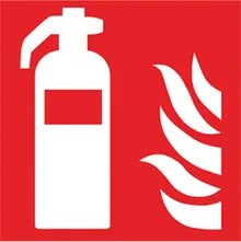 Semn de protecție împotriva incendiilor extinctor, folie autoadezivă, L 200 x Î 200 mm