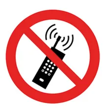Semn de interdicție, autoadeziv, dublu, telefoanele mobile interzise, 1 bucată(ți)