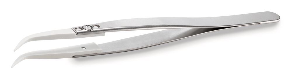 ROTILABO® ceramic tweezers, W. stain st hand, curved, pointed 0.7 mm, 1 unit(s)
