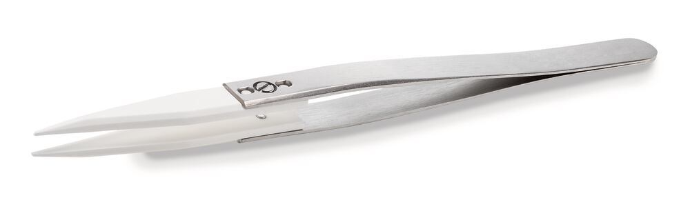 ROTILABO® ceramic tweezers, W. stain st hand, straight, pointed 1mm, 1 unit(s) — Carl Roth, cod 22A7.1