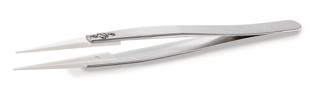 ROTILABO® ceramic tweezers, W. stain st hand, straight, point 0.7mm, 1 unit(s) — Carl Roth, cod 22A8.1