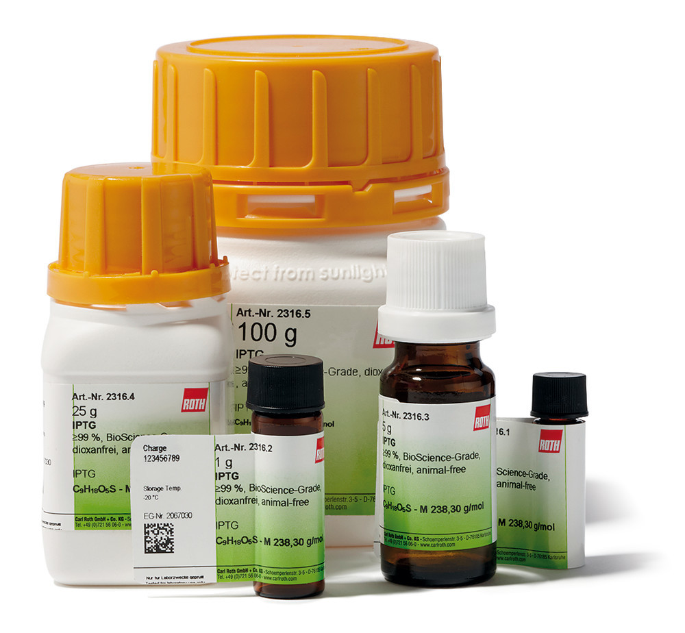 IPTG, min. 99 %, BioScience-Grade, dioxane-/animal-free, 5 g, glass