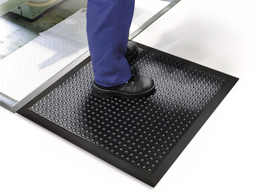 Ergonomic SANIPA workplace mat, Black, black edge, 80 x 80 x 13.5 mm, 1 unit(s)