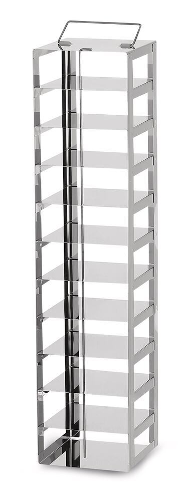 Tall stainless steel cryogenic rack, 1x4, for a box height of 130 mm, 1 unit(s)