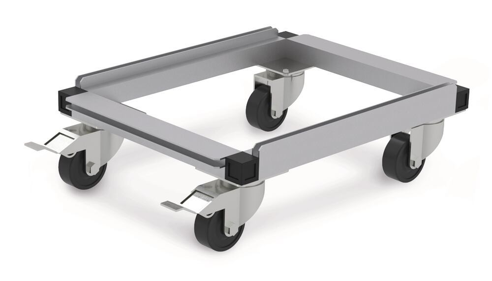 Roller trolleys f b.safe collecting tray, Aluminium, for 10 l HDPE-EX tray