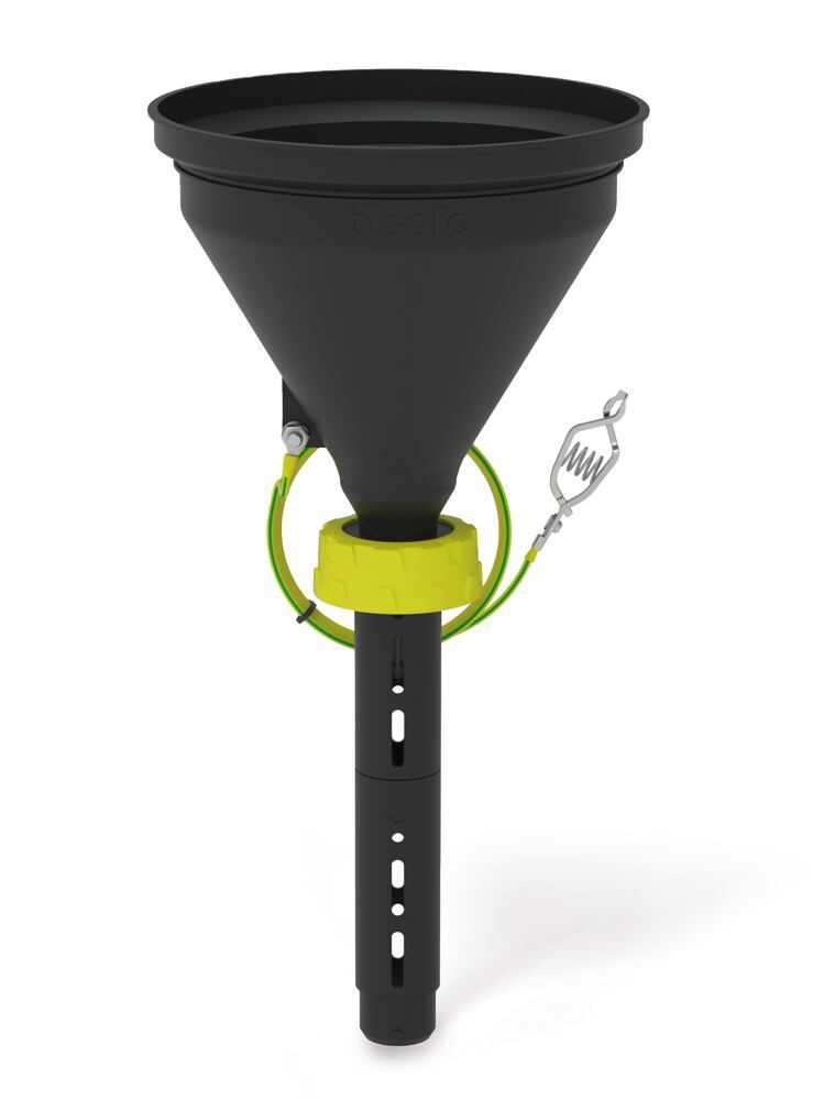 b.safe 180 PE-EX safety funnels, S 51 w. sieve, splash prot., ball valve