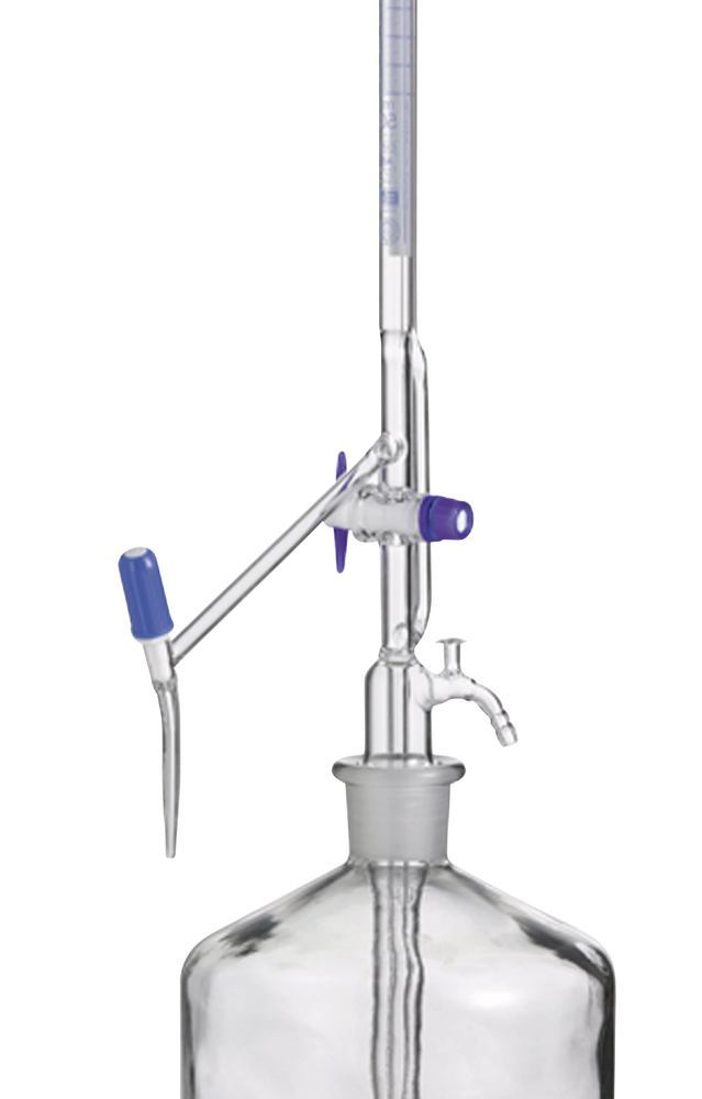 Pellet titration apparatus, Class AS, Side PTFE spind. stop., clear glass 10ml