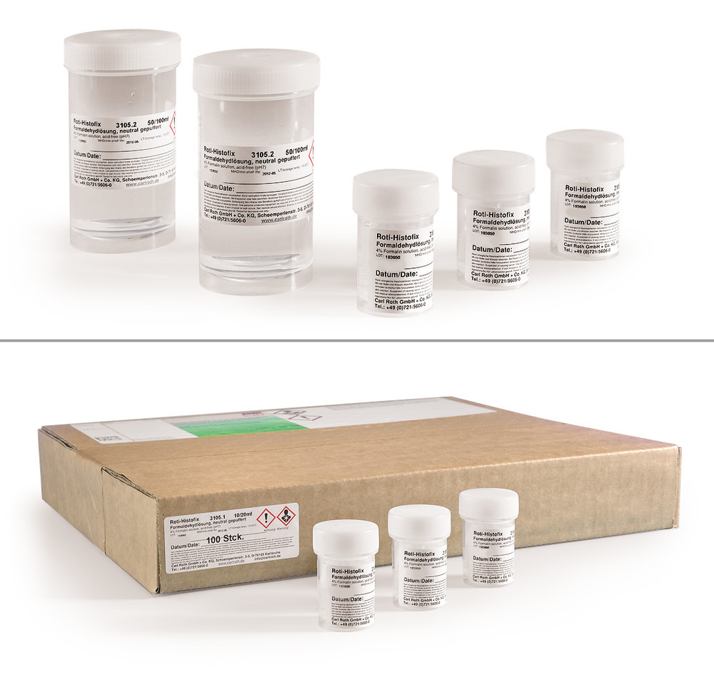 ROTI®Histofix, prefilled containers, 100 unit(s), 100 x 10 ml, 4 % formaldehyde