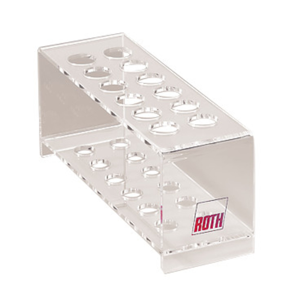 Rotilabo®-test tube rack, acrylic glass, 6 x 2 holes, Ø borehole 18 mm