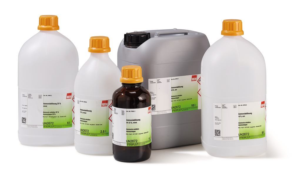 Ammonia solution 25 %, min. 25 %, extra pure, 30 l, plastic