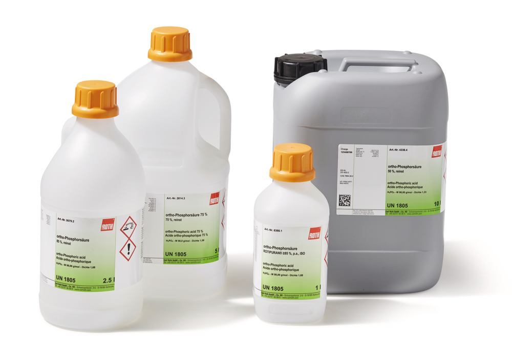 ortho-Phosphoric acid 85 %, ROTIPURAN®, min. 85 %, p.a., ISO, 2.5 l, plastic