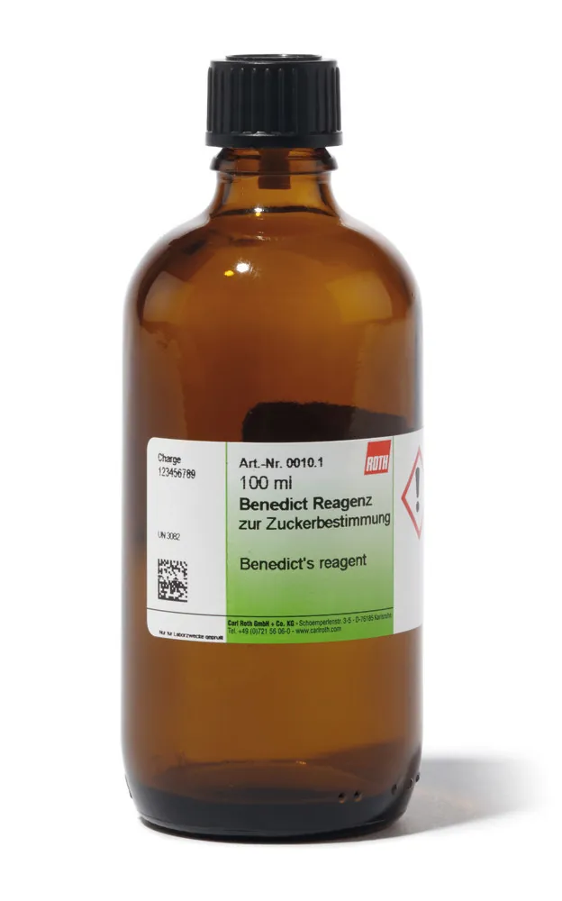 Reactiv Benedict, pentru determinarea zahărului, 100 ml, flacon cu picurător — Carl Roth, cod 0010.1